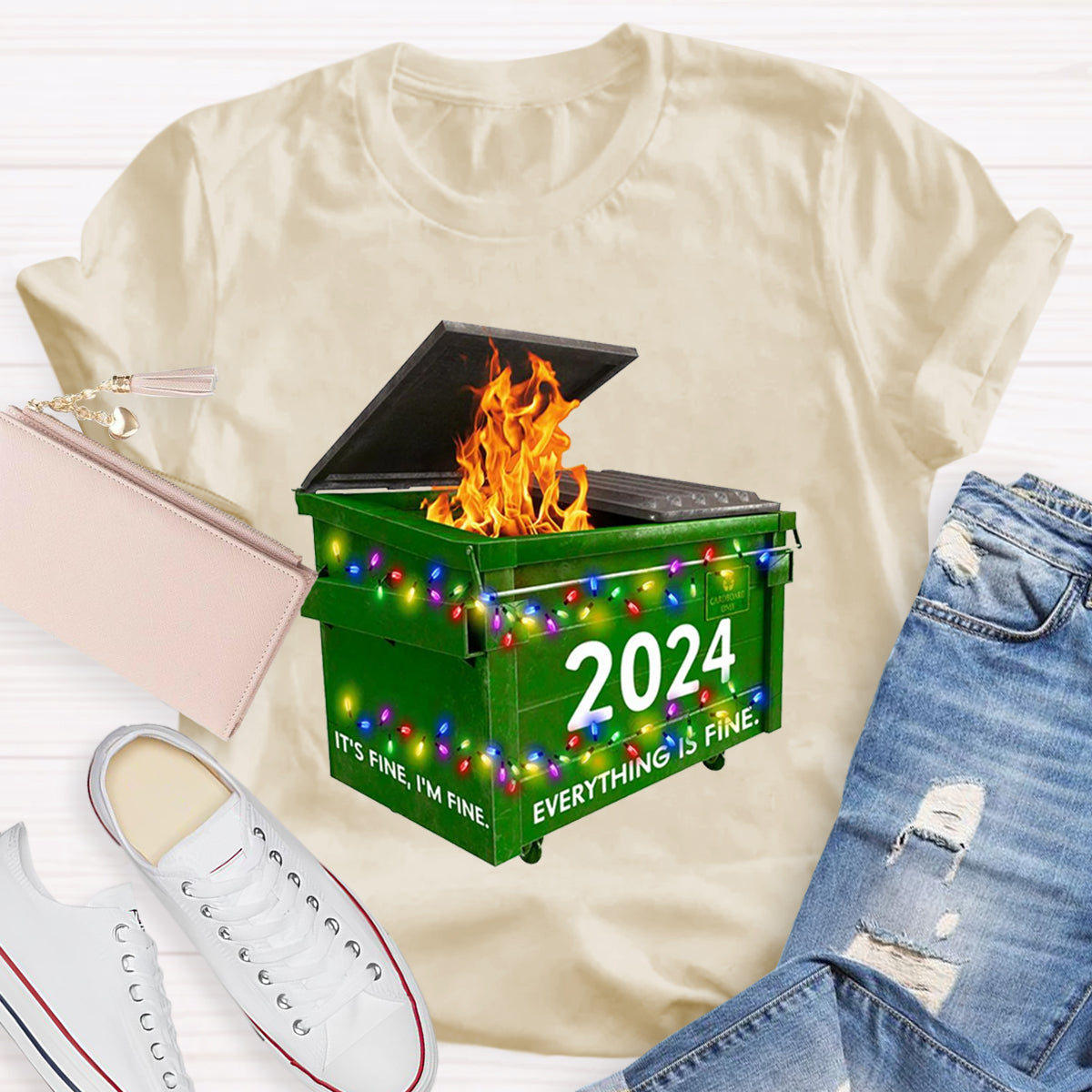 Everything Is Fine Funny Dumpster Fine Christmas T-Shirt