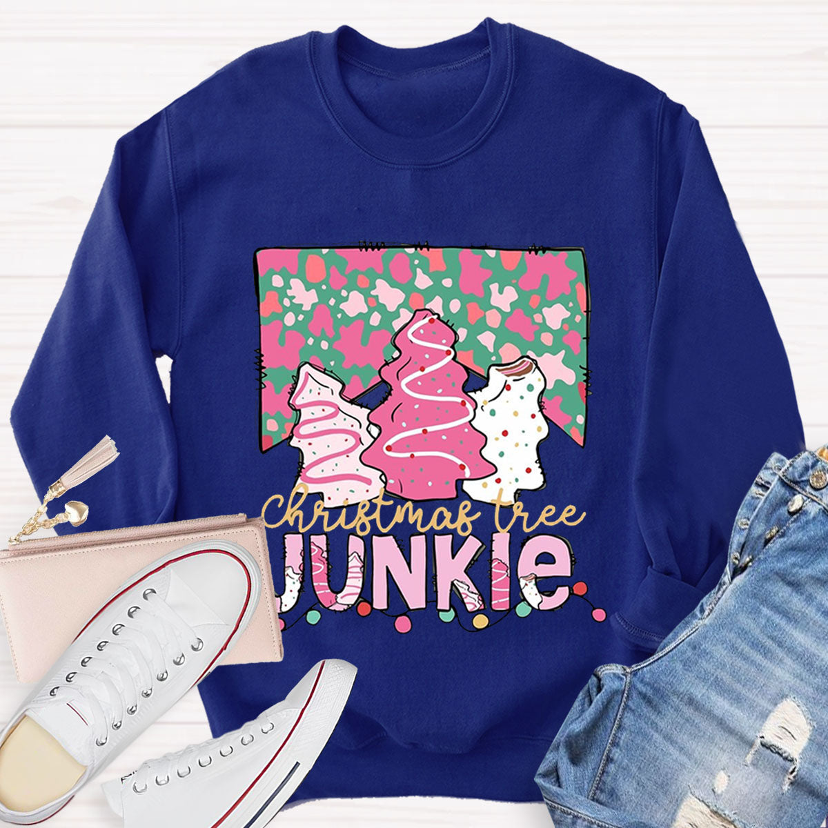 Christmas Tree Junkie Teacher Sweatshirt