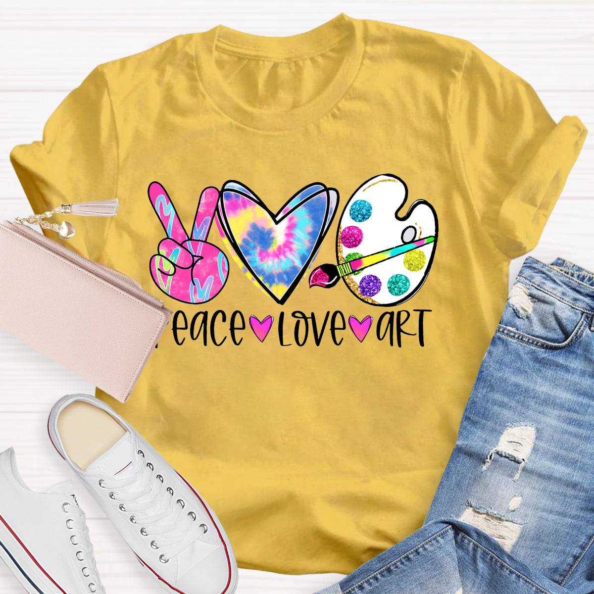 Peace Love Art Teacher T-shirt