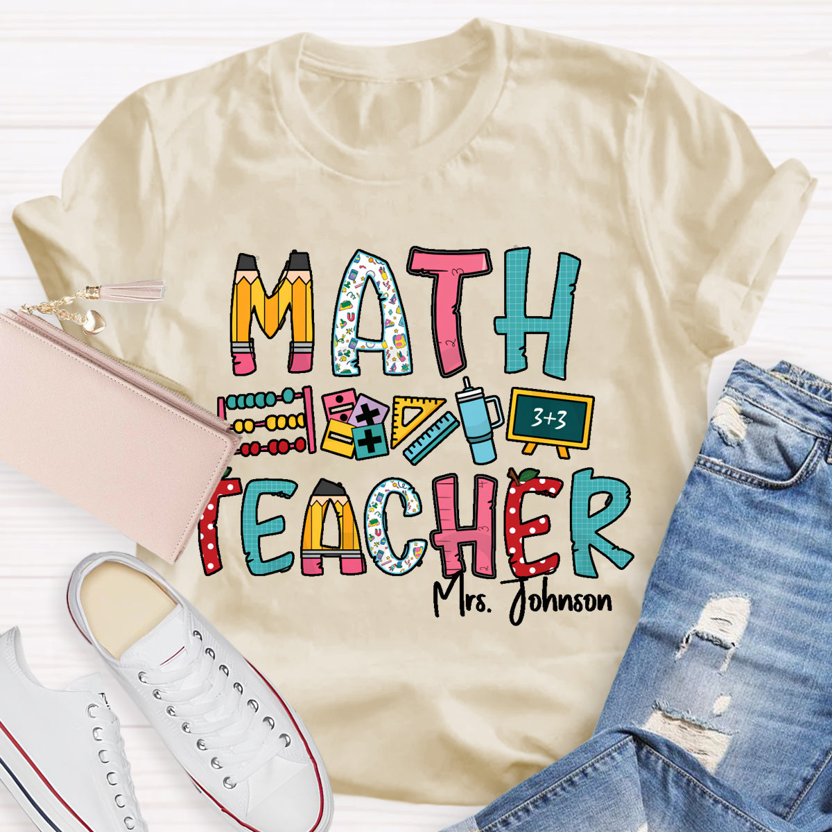 Personalized Math Teacher Name Mrs. Johnson T-Shirt