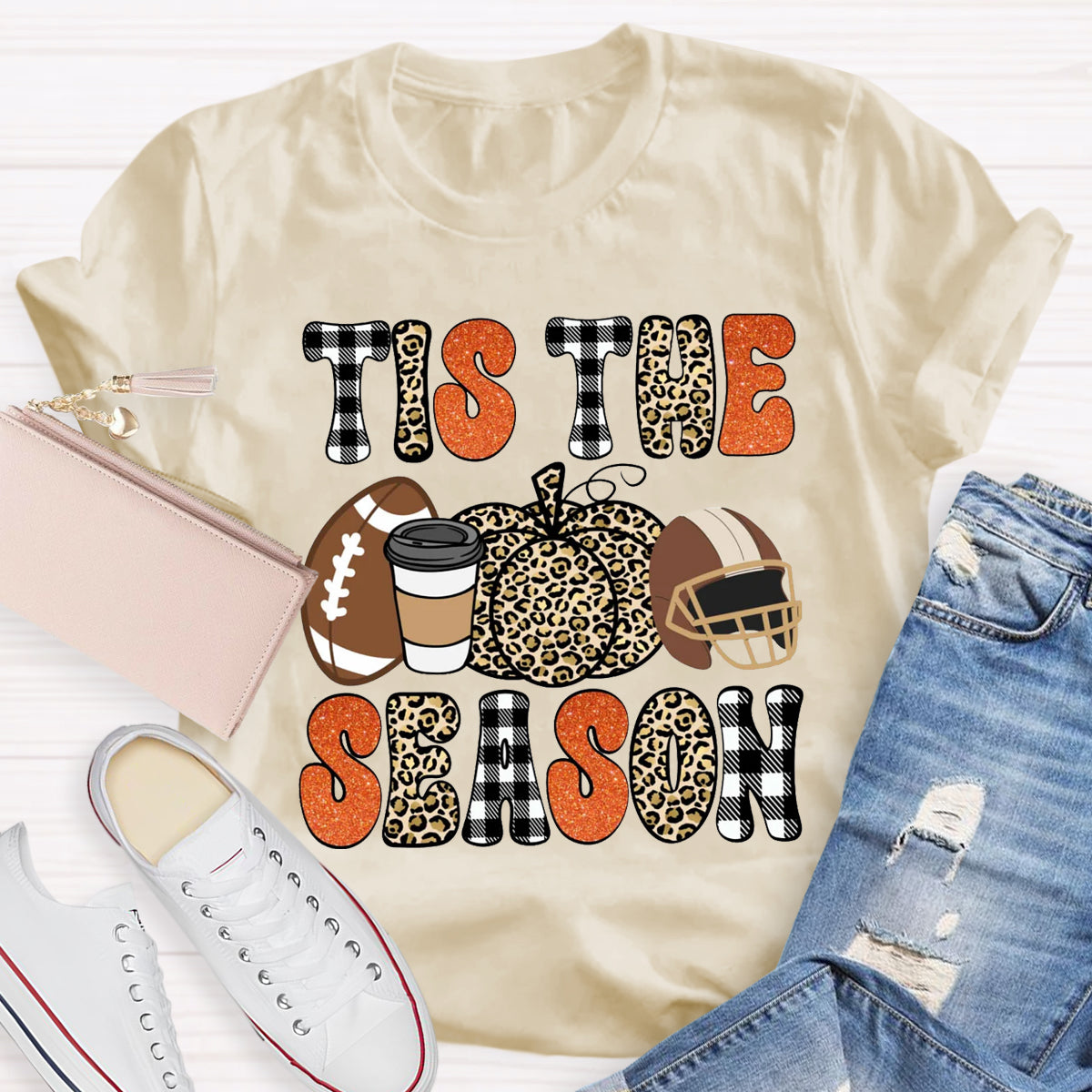 Tis The Season Game Day  Pumpkin Teacher T-Shirt