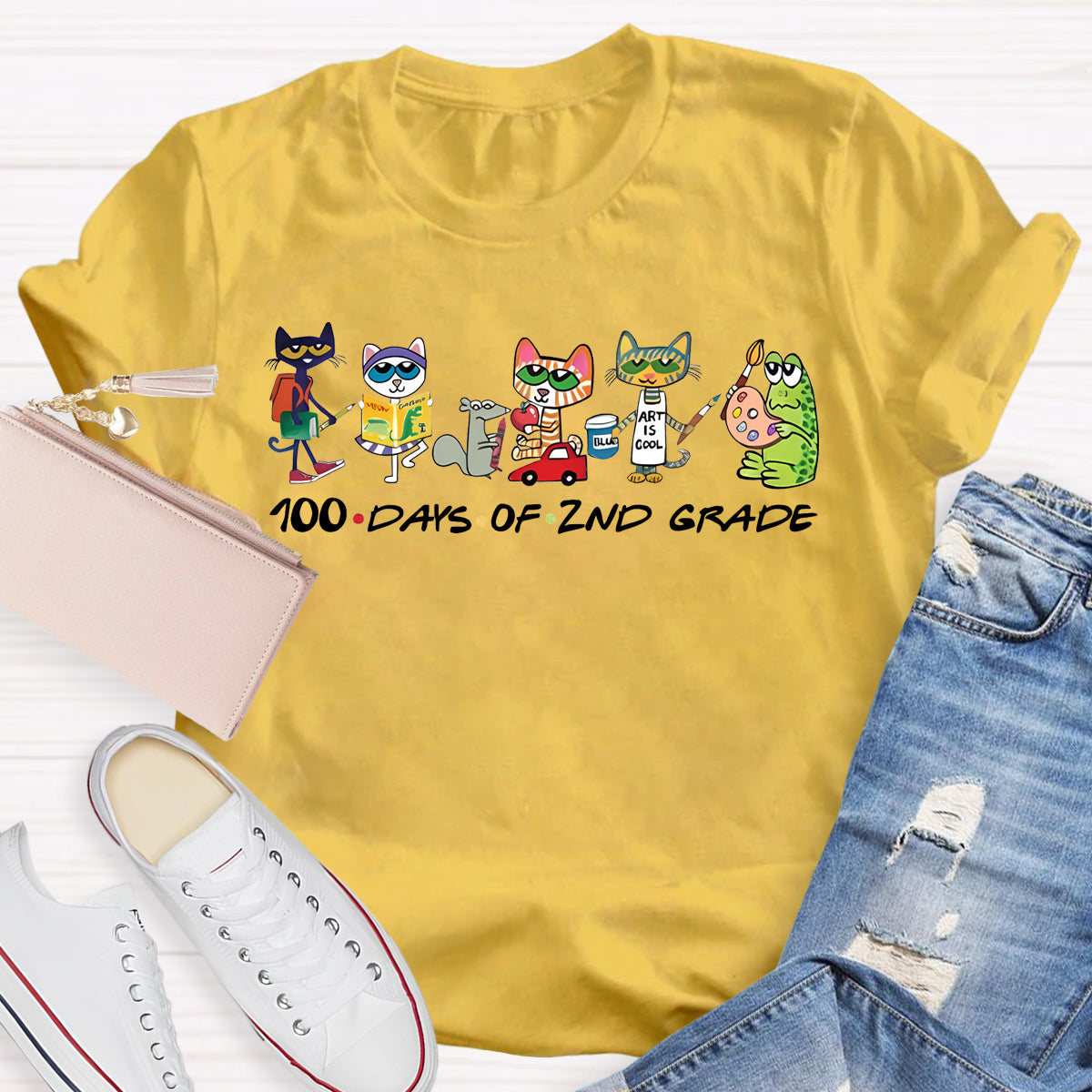 Personalized Grade 100 Days Of Second Grade Teacher T-Shirt