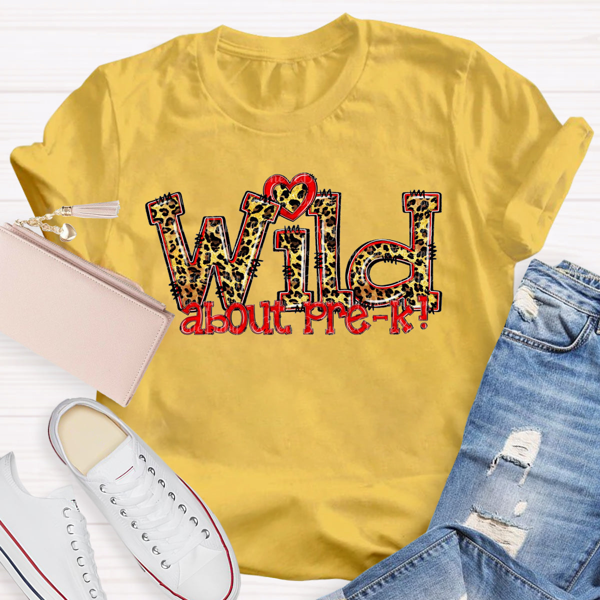 Wild About Pre-K Red Heart T-Shirt