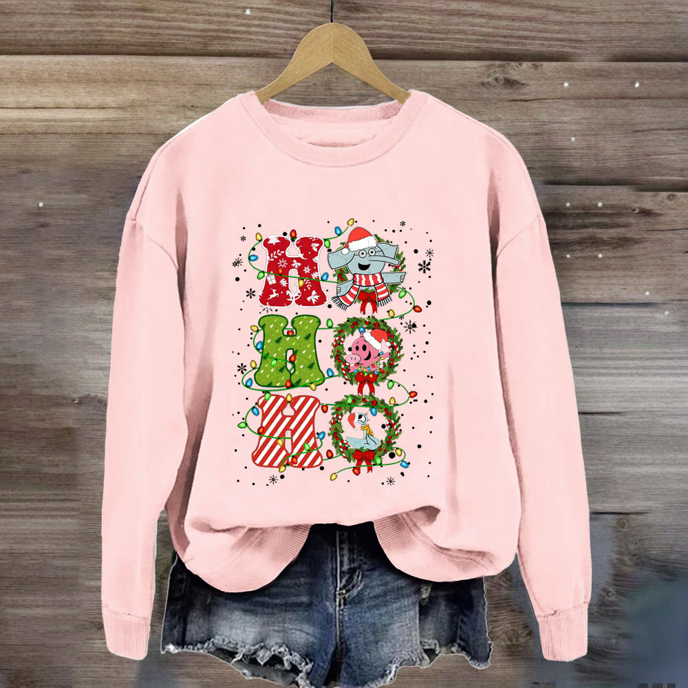 Ho Ho Ho The Elephant And Friends Merry Christmas Sweatshirt