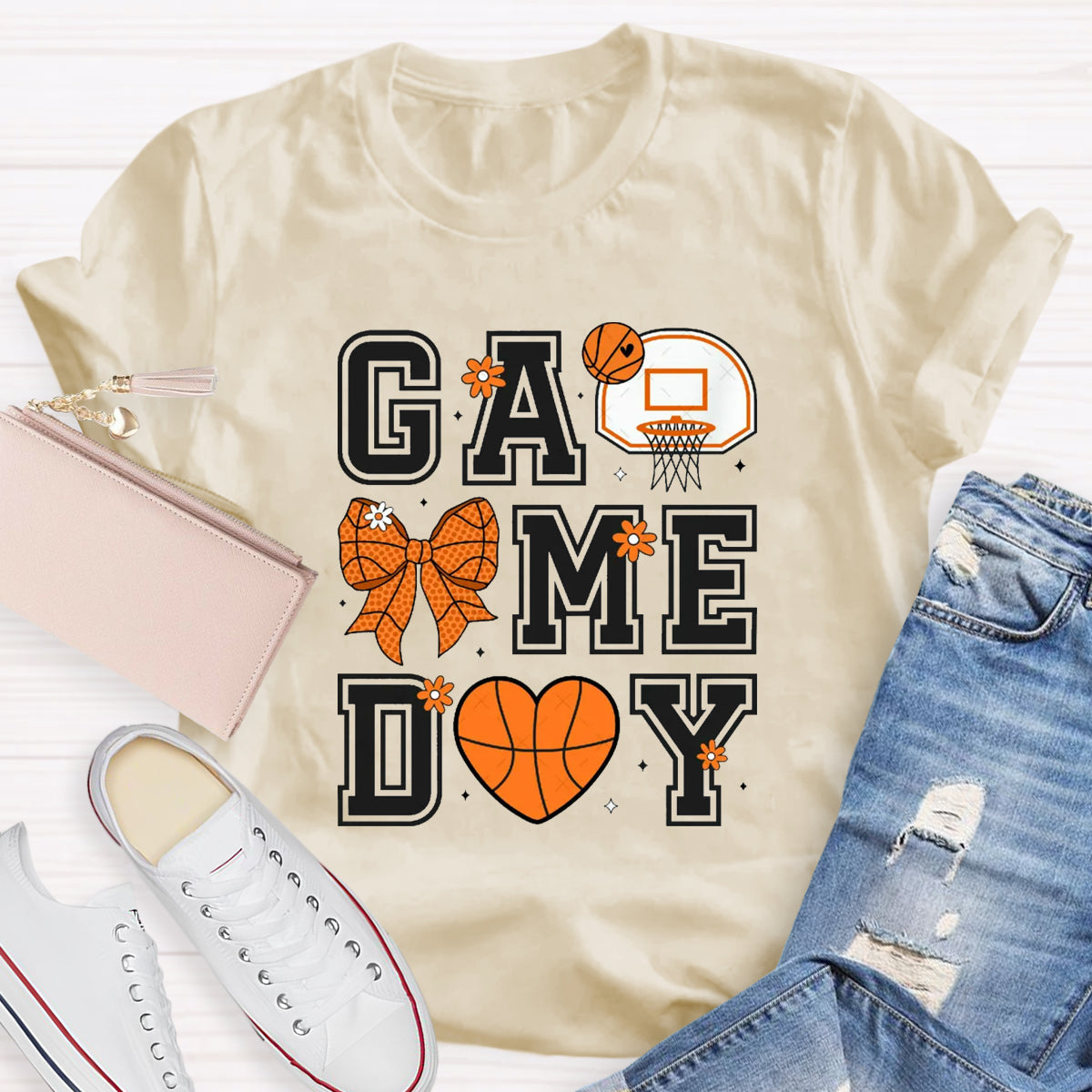 Game Day Bow Basketball T-Shirt