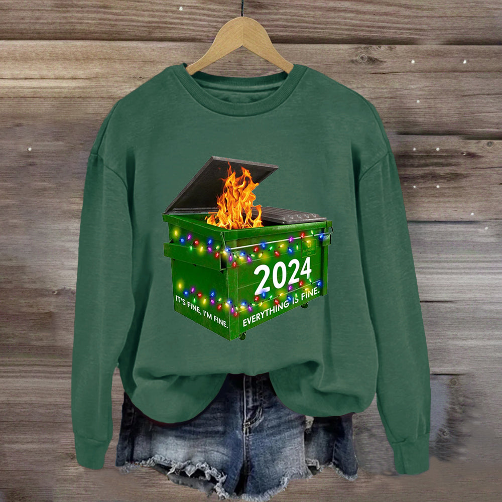 Everything Is Fine Funny Dumpster Fine Christmas Sweatshirt