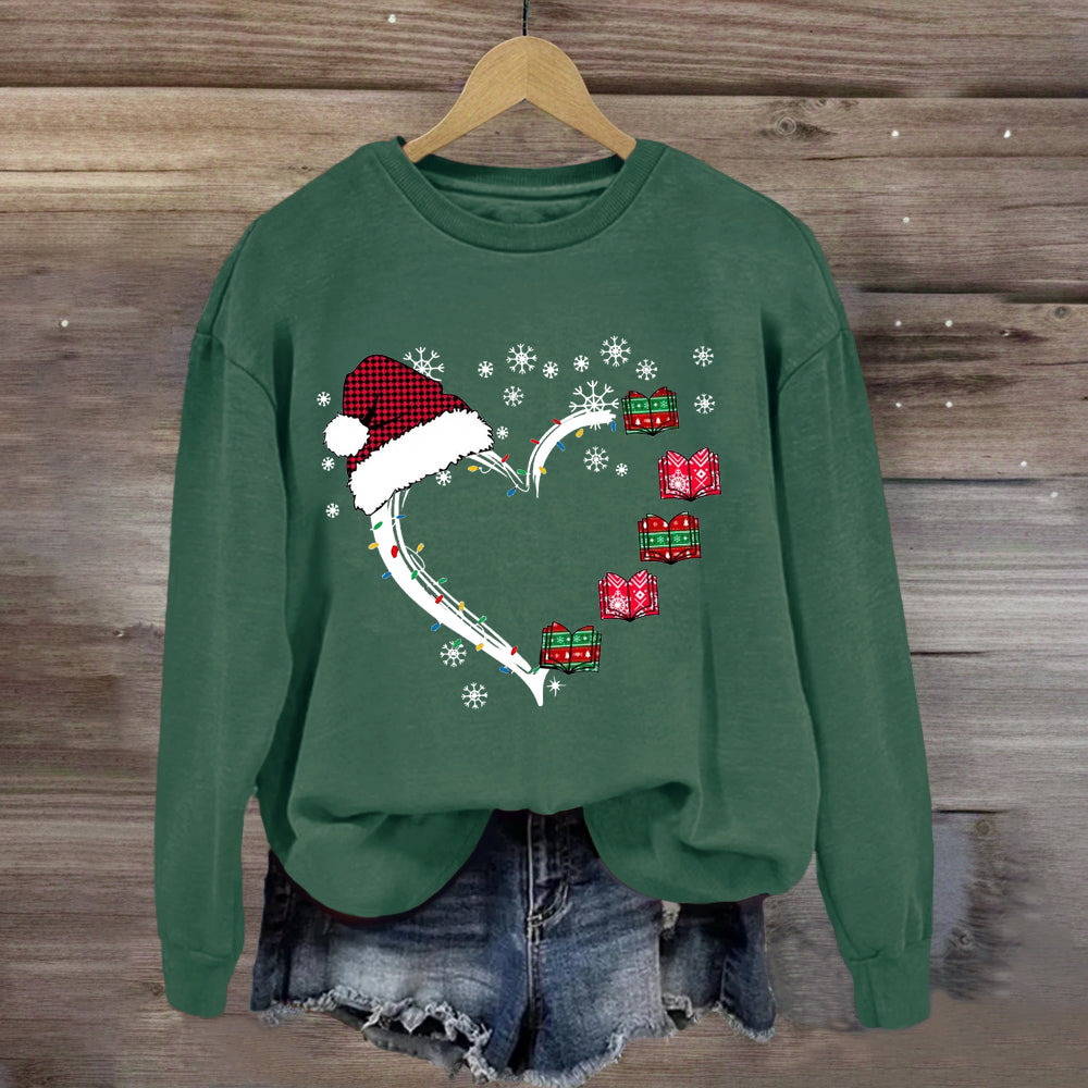 Christmas Books Heart Teacher Sweatshirt