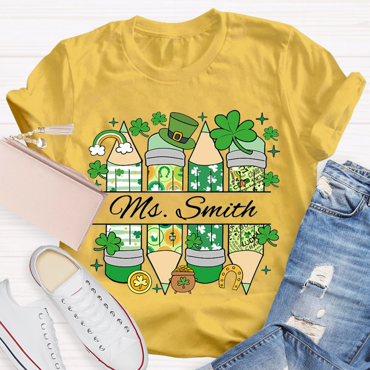 Personalized Name St. Patricks Day Teacher T-Shirt