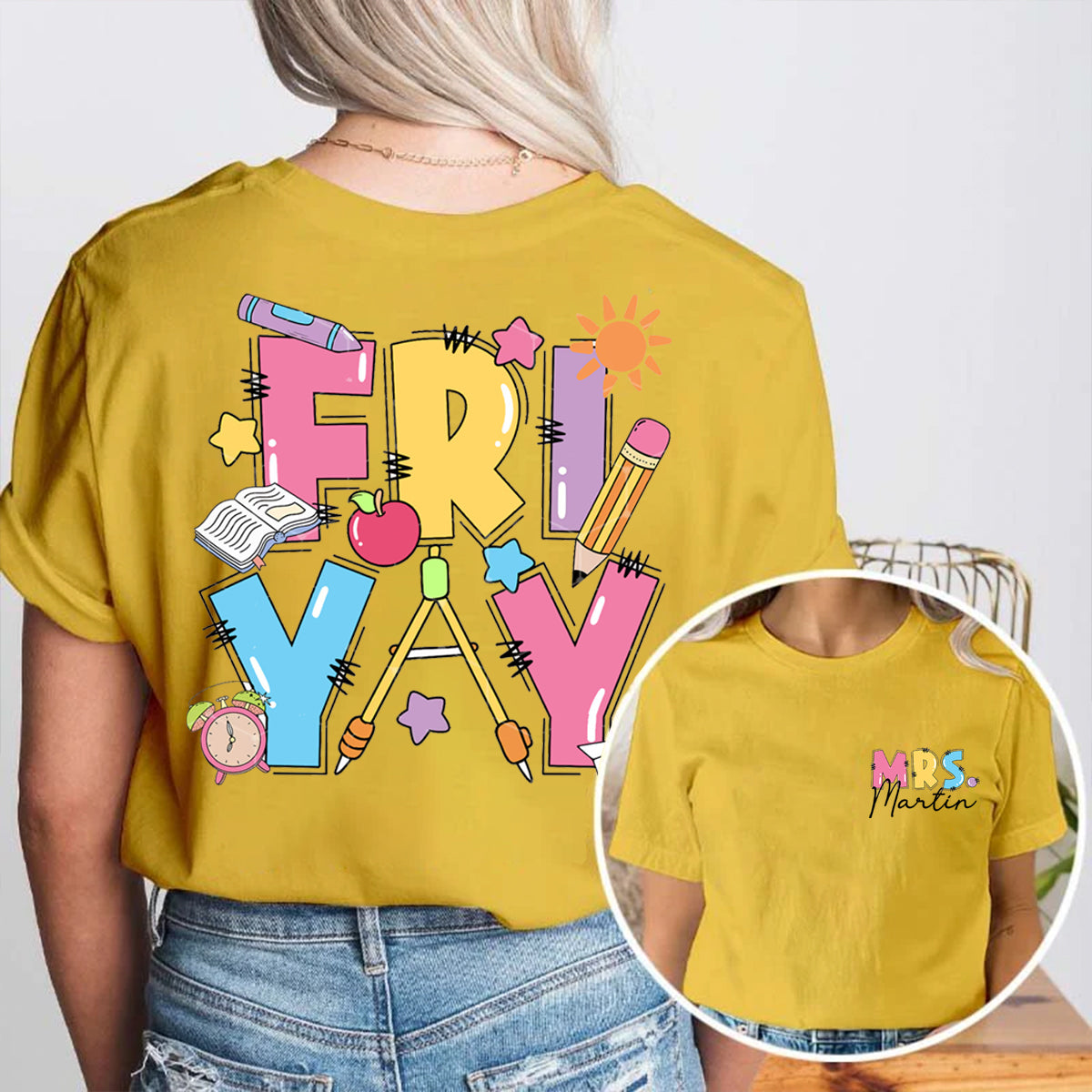 Personalized Name Friyay Double Printed T-shirt