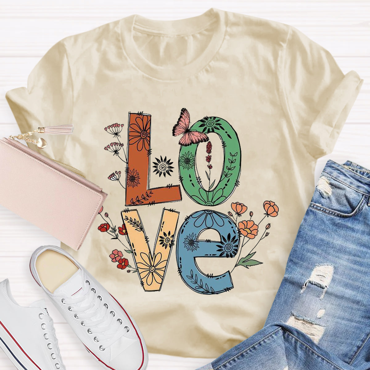 Vintage Floral Love T-Shirt