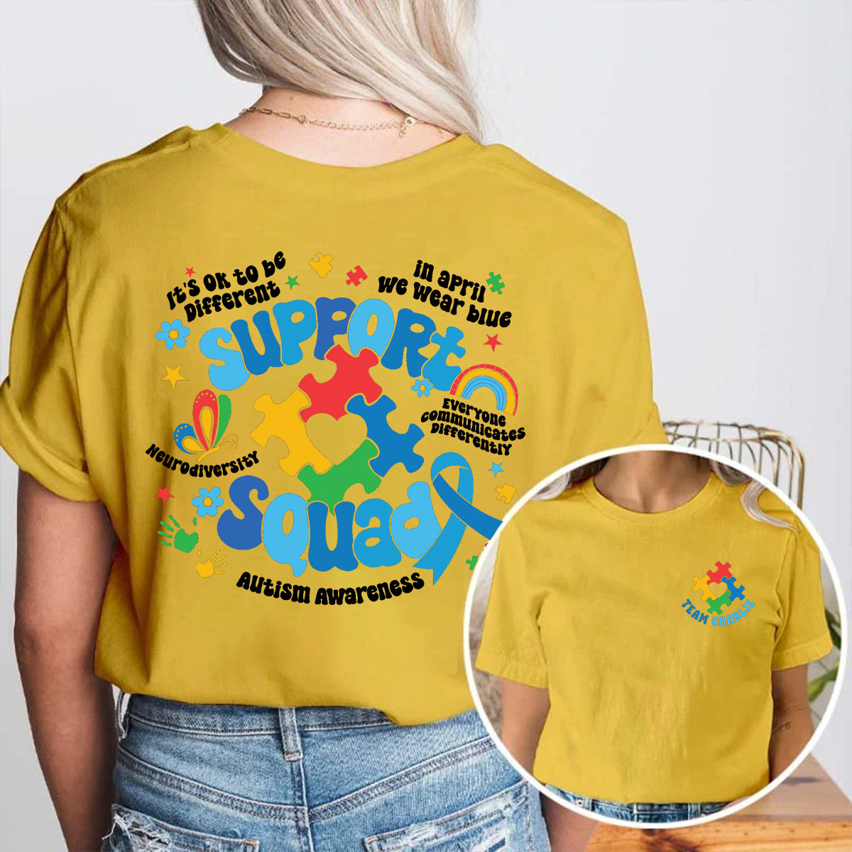 Personalized Team Name Support Squad Double Printed T-shirt