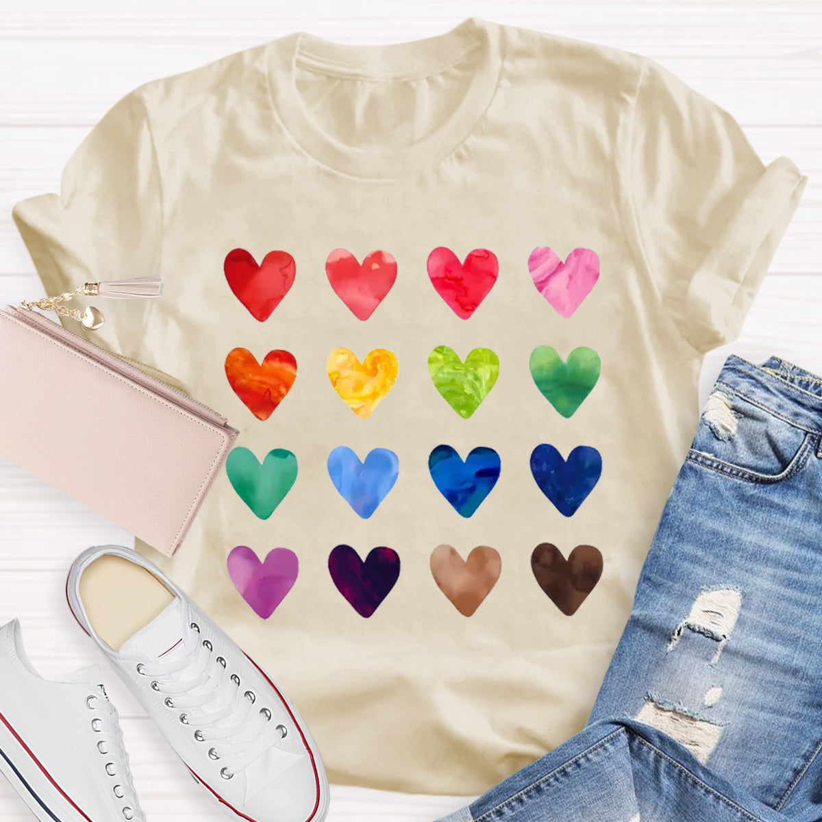 Colorful Love Combination Teacher T-Shirt