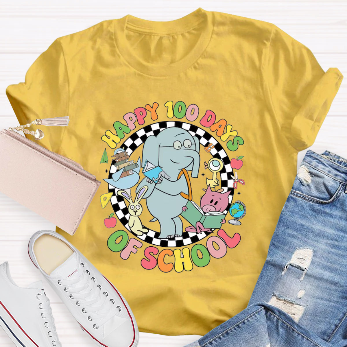 Happy 100 Days of School Elephant And Piggie Teacher T-Shirt