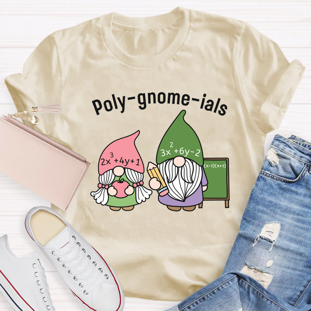 Funny Math Teacher Poly-gnome-ials Funny Gnome T-Shirt