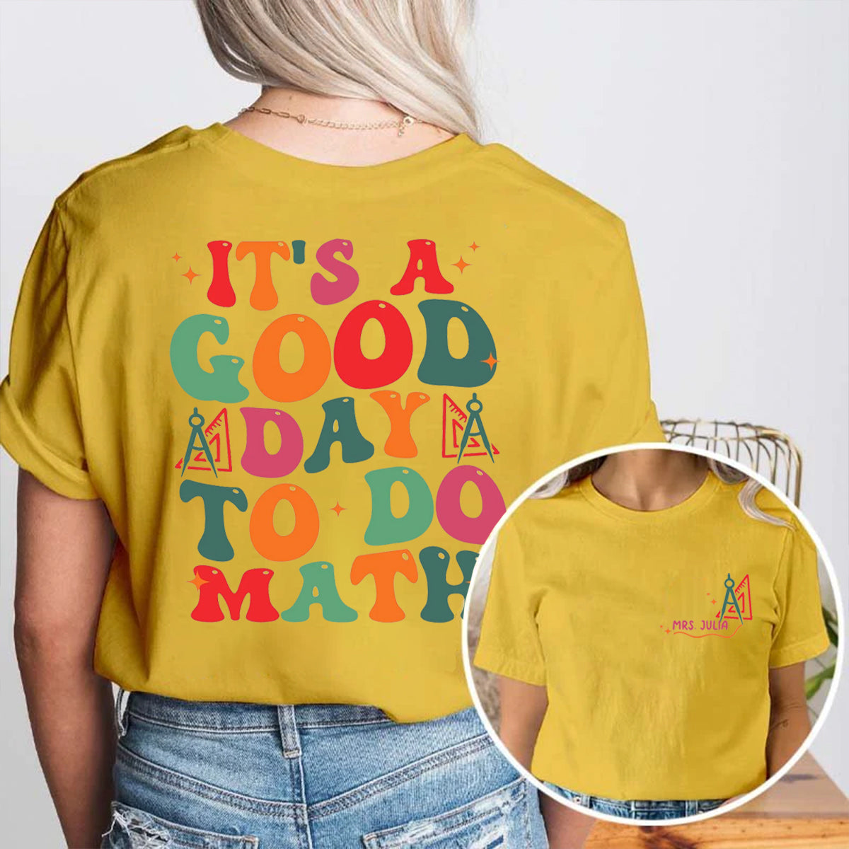 Personalized Name It's A Good Day To Do Math Double Printed T-shirt