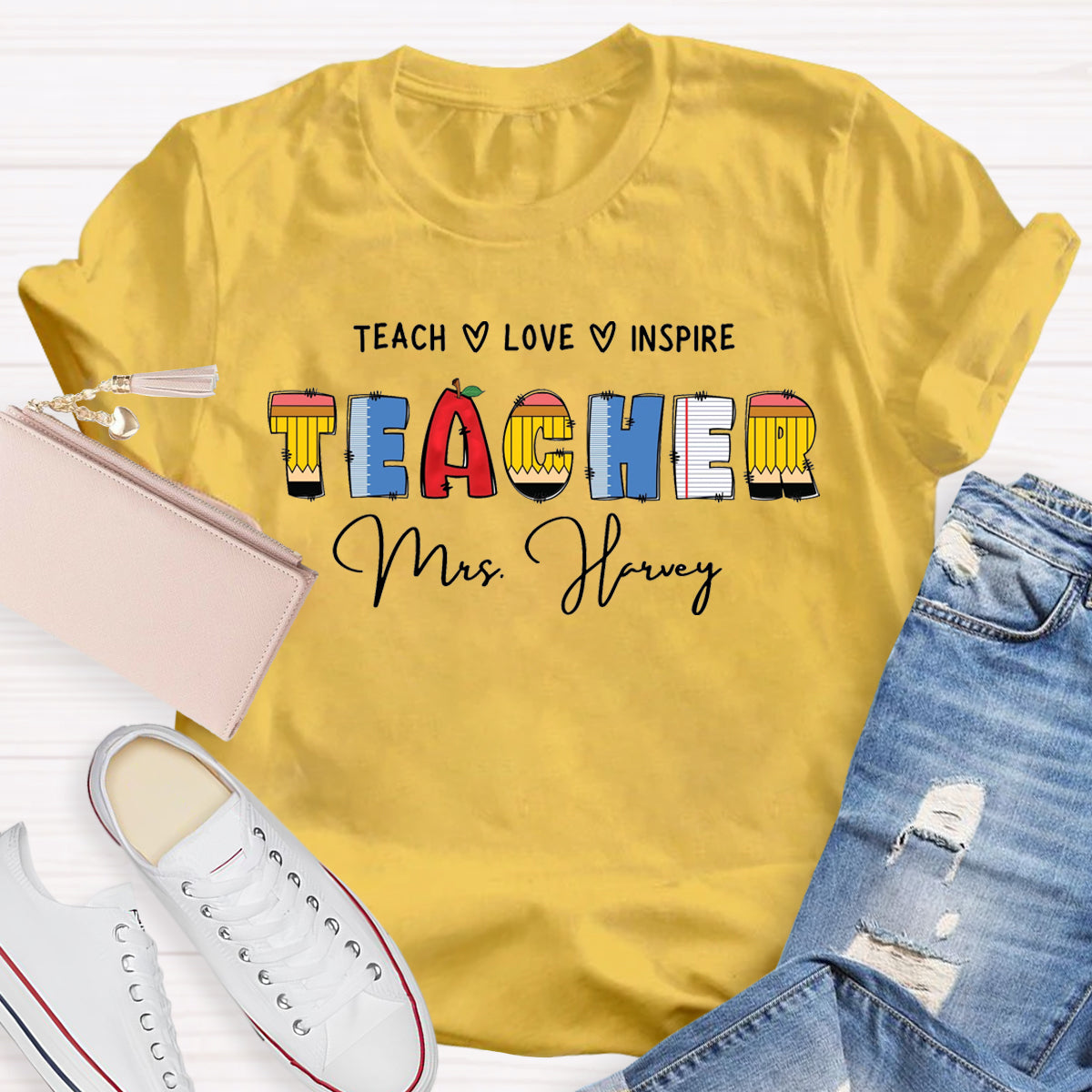 Personalized Name Teach Love Inspire T-Shirt