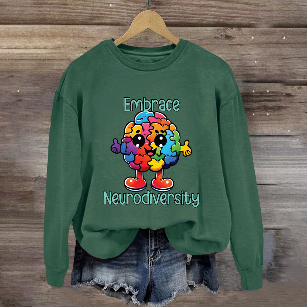 Embrace Neurodiversity Colorful BrainSweatshirt