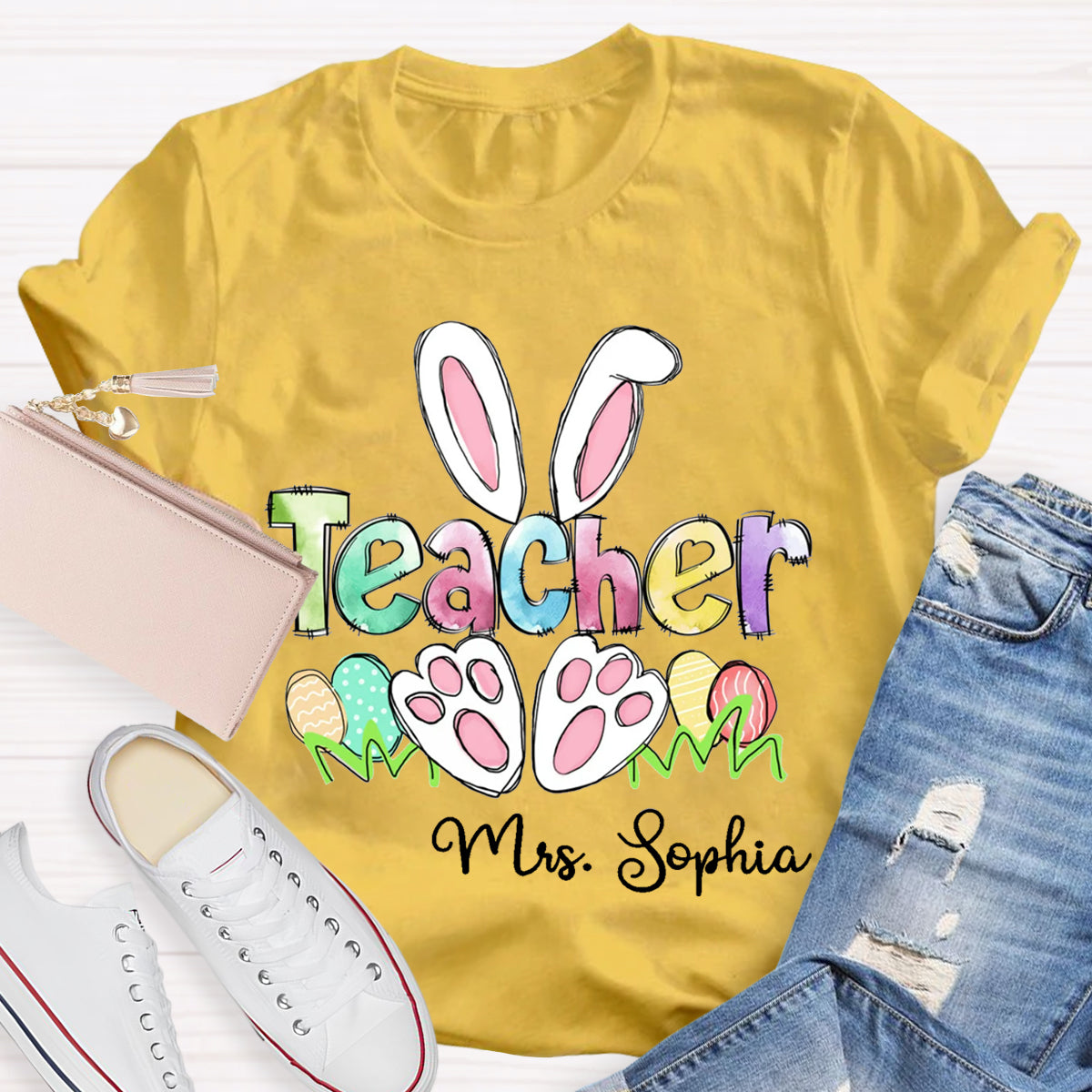 Personalized Name Easter Teacher T-Shirt