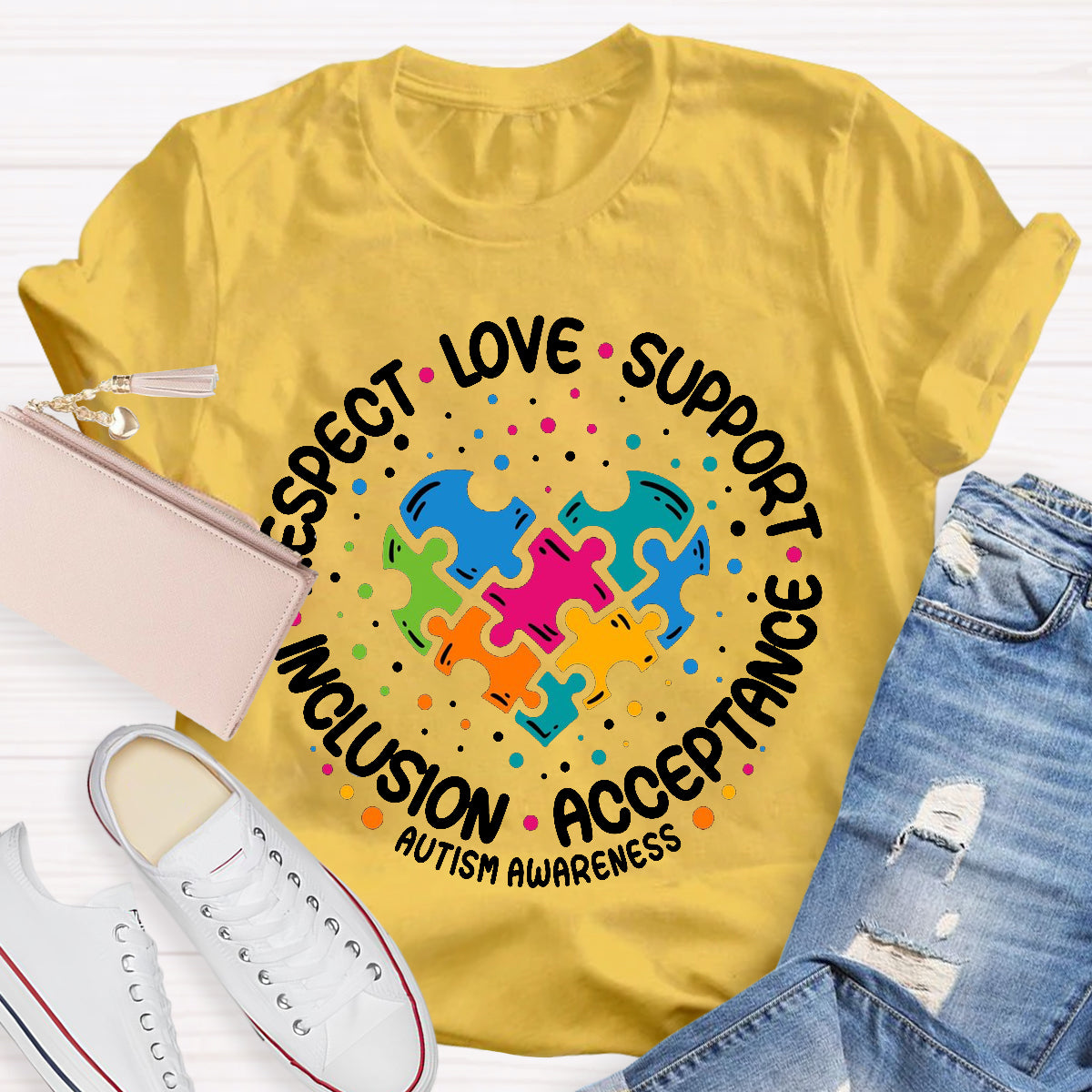 Love Support Acceptance Inclusion Respect  Autism Awareness T-Shirt