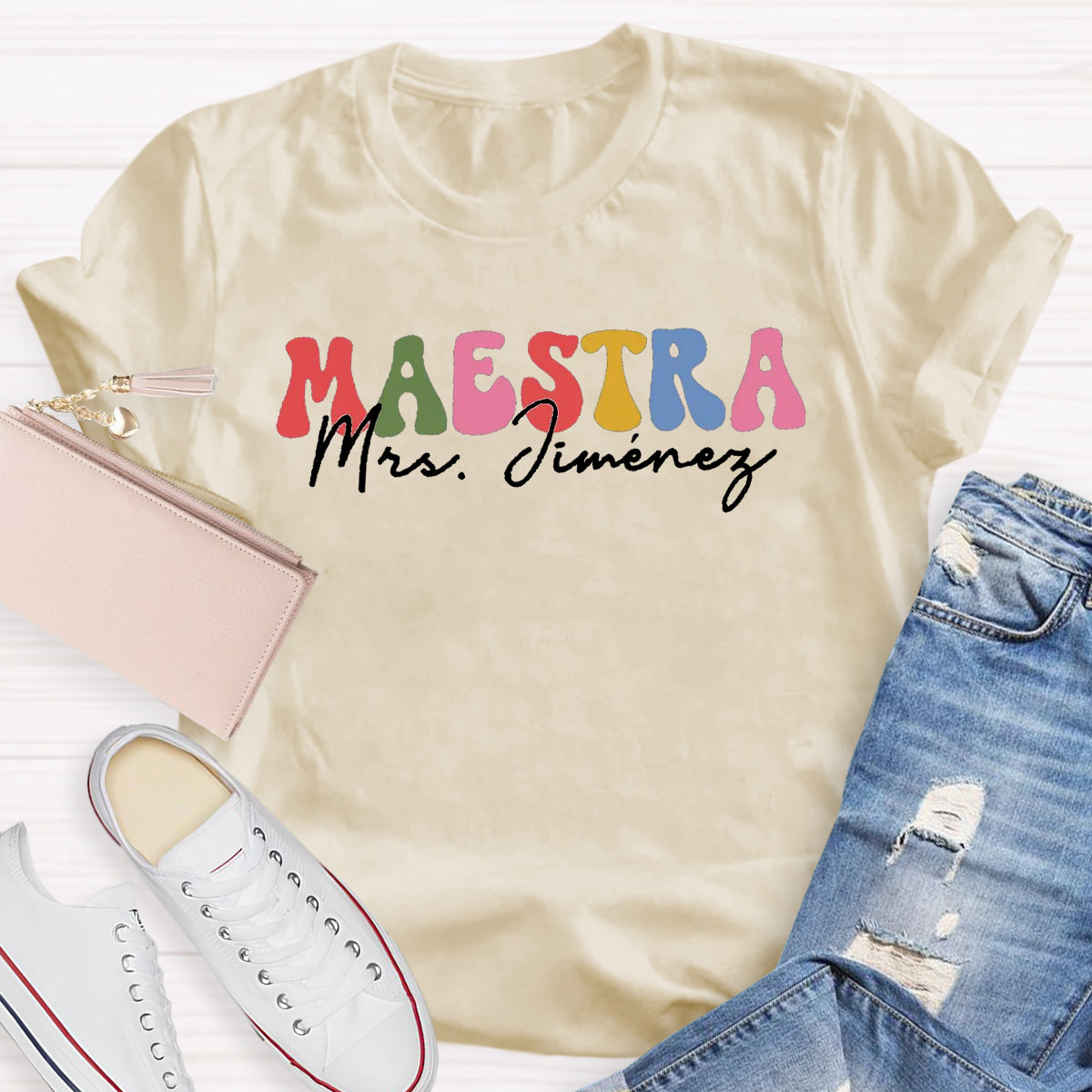 Personalized Name Maestra Spanish Teacher T-Shirt