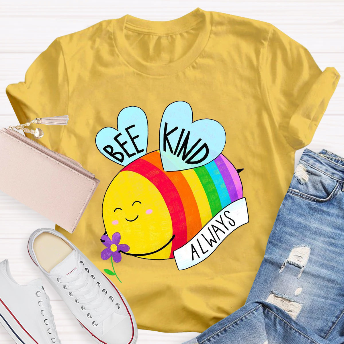 Be Kind Always Colorful Bee Teacher T-Shirt