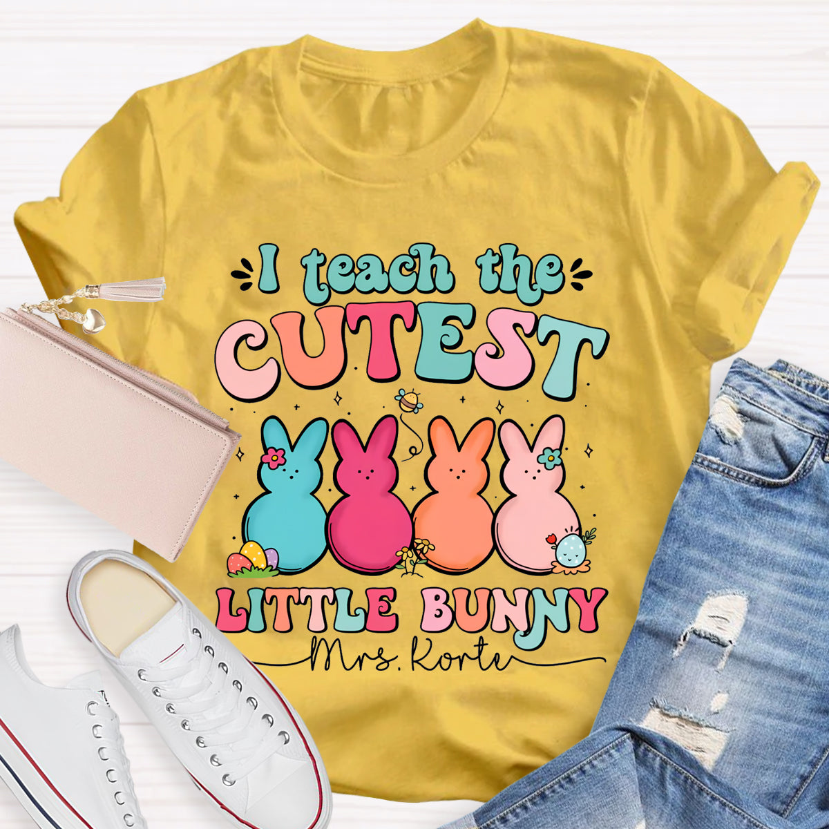 Personalized Name I Teach The Cutest Little Bunnies T-Shirt