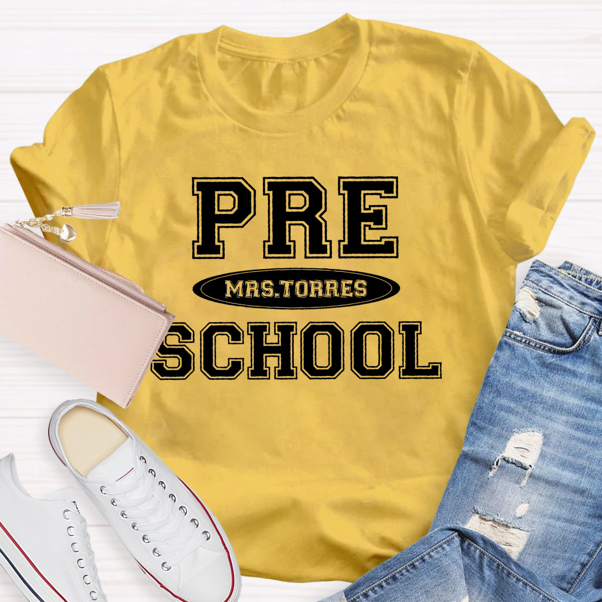 Personalized Preschool Teacher Name T-Shirt