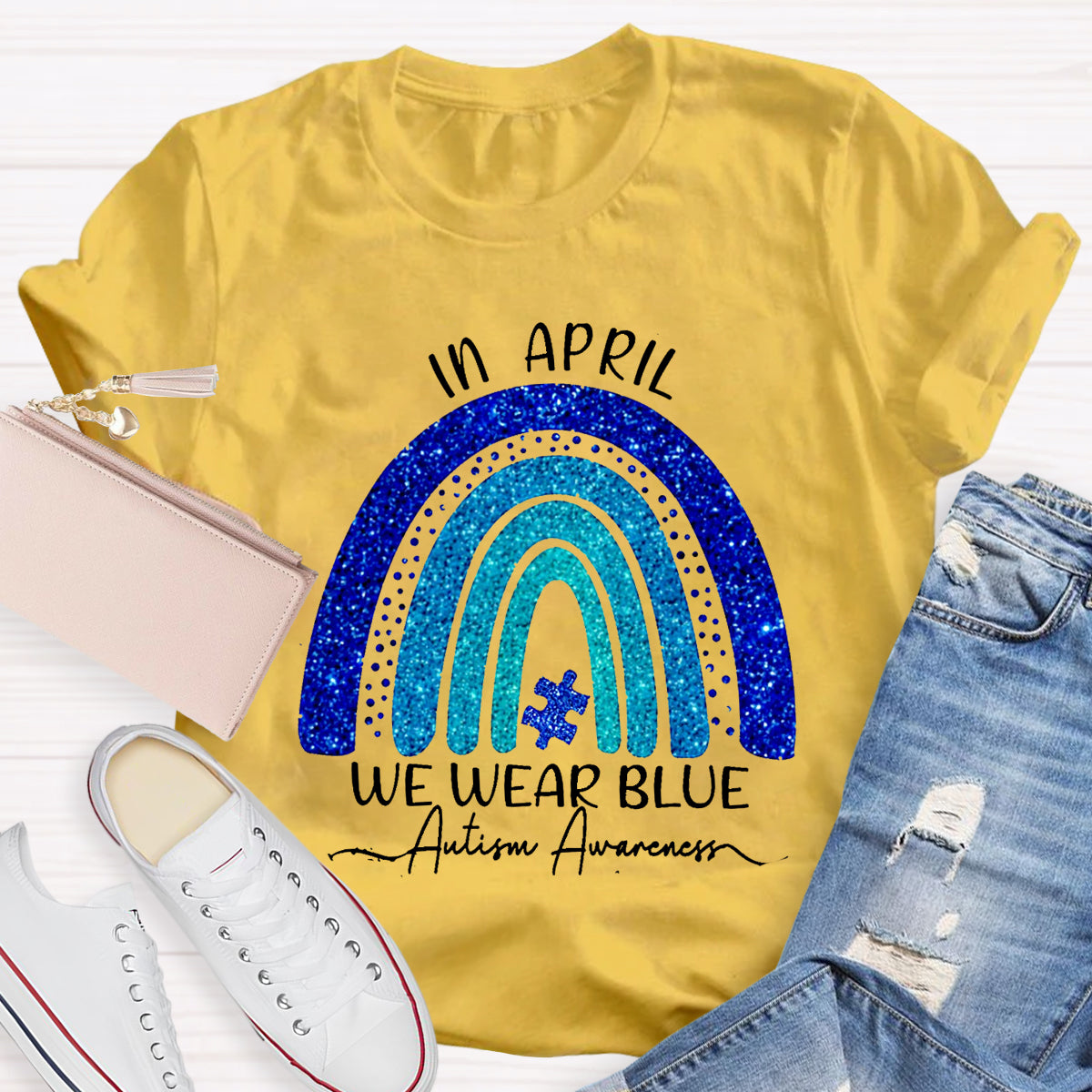 In April We Wear Blue Autism Awareness T-Shirt