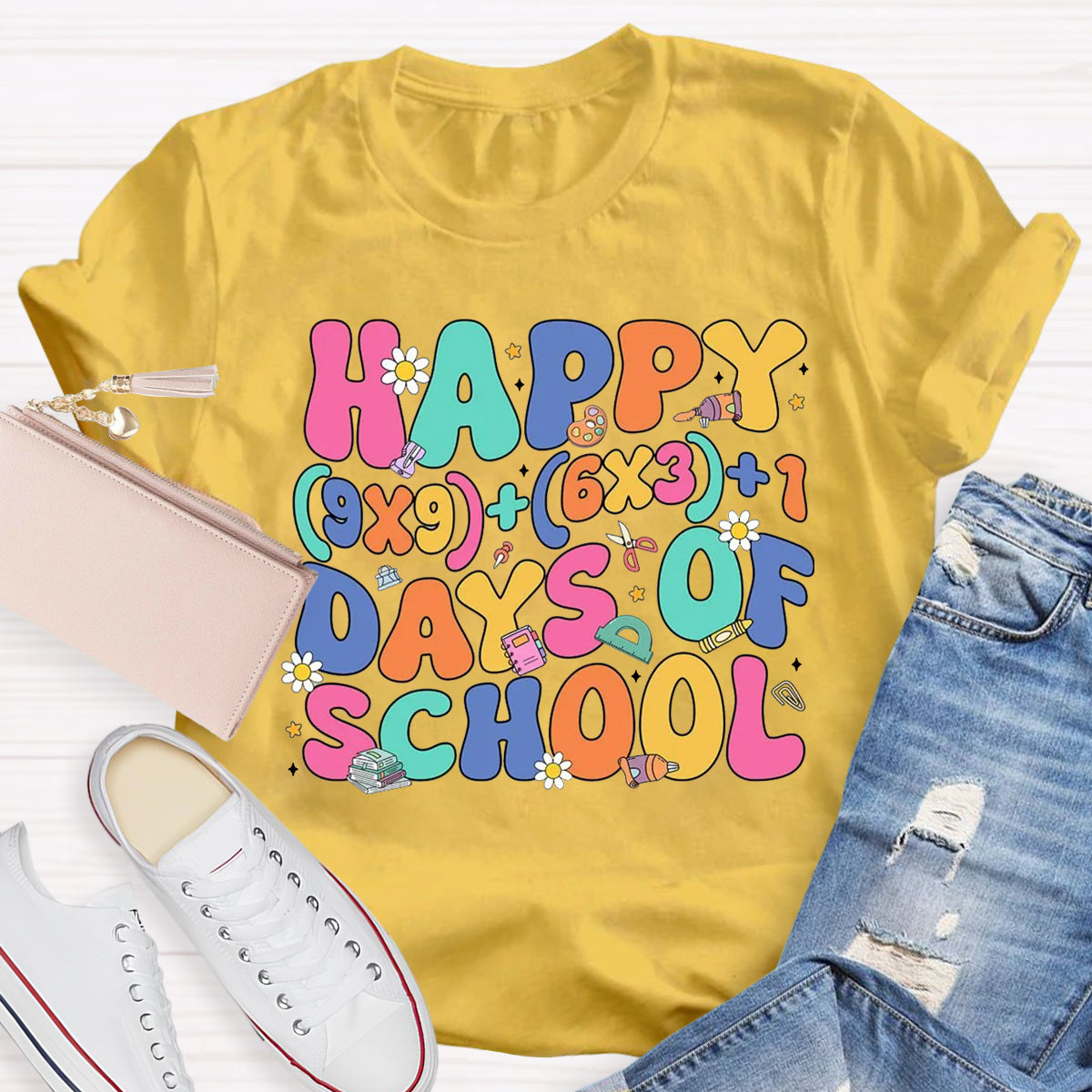 Happy 100 Days Of School Math Teacher T-Shirt