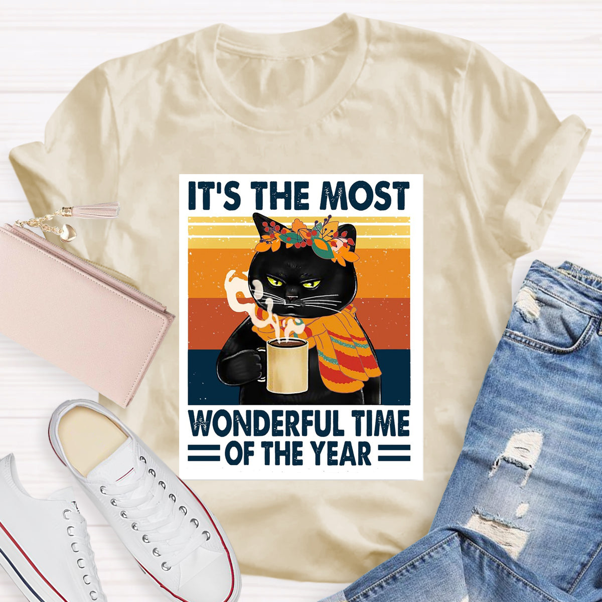 Black Cat It's The Most Wonderful Time Of The Year T-Shirt