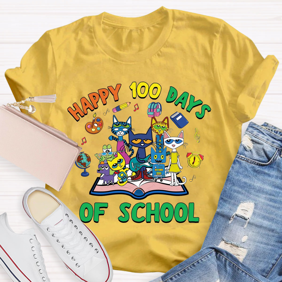 Happy 100 Days of School Children Books Teacher T-Shirt