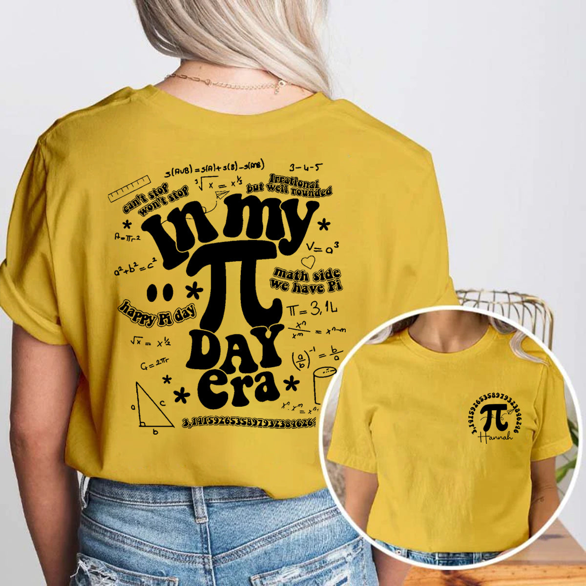 Personalized Name In My Pi Day Era Double Printed T-shirt