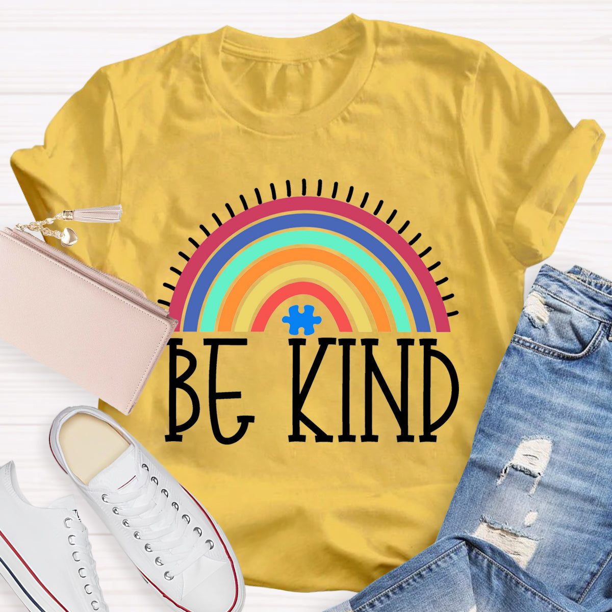 Be Kind Rainbow Teacher T-Shirt