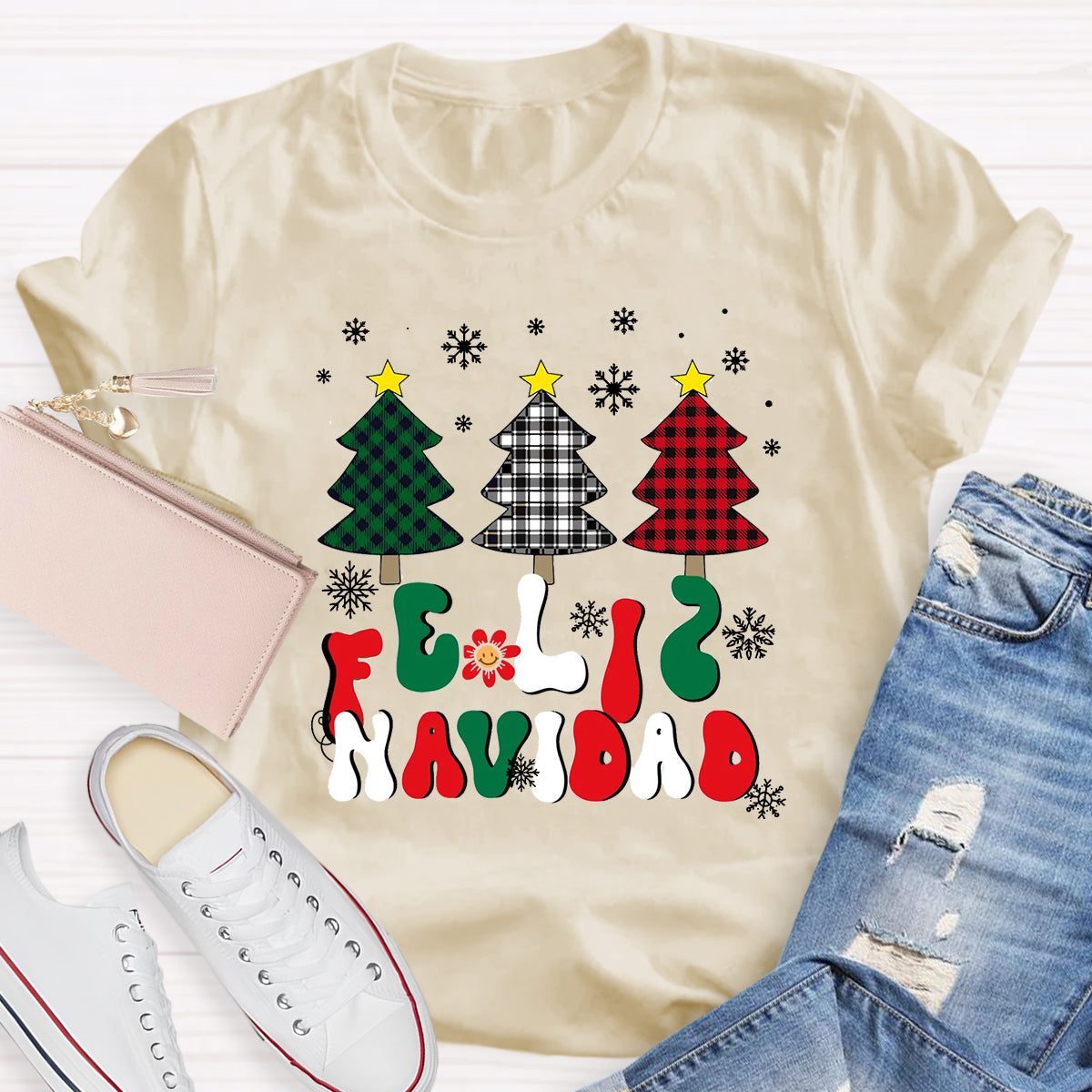 Spanish Christmas Feliz Navidad Teacher T-Shirt