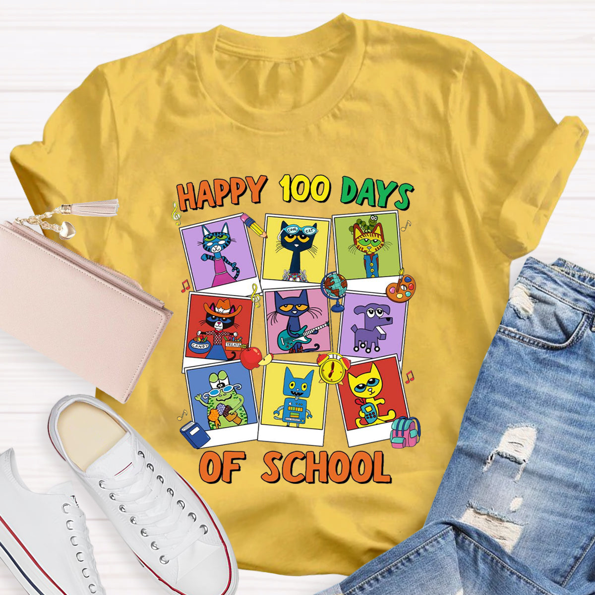 Pete The Cat Happy 100 Day Of School T-Shirt