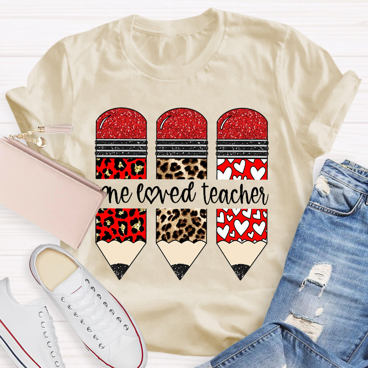 One Loved Teacher Red Pencil T-Shirt