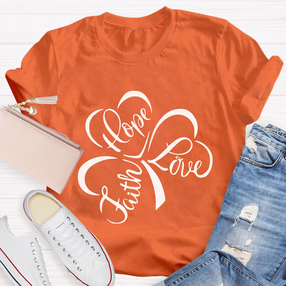 Hope Love Faith Shamrock T-Shirt