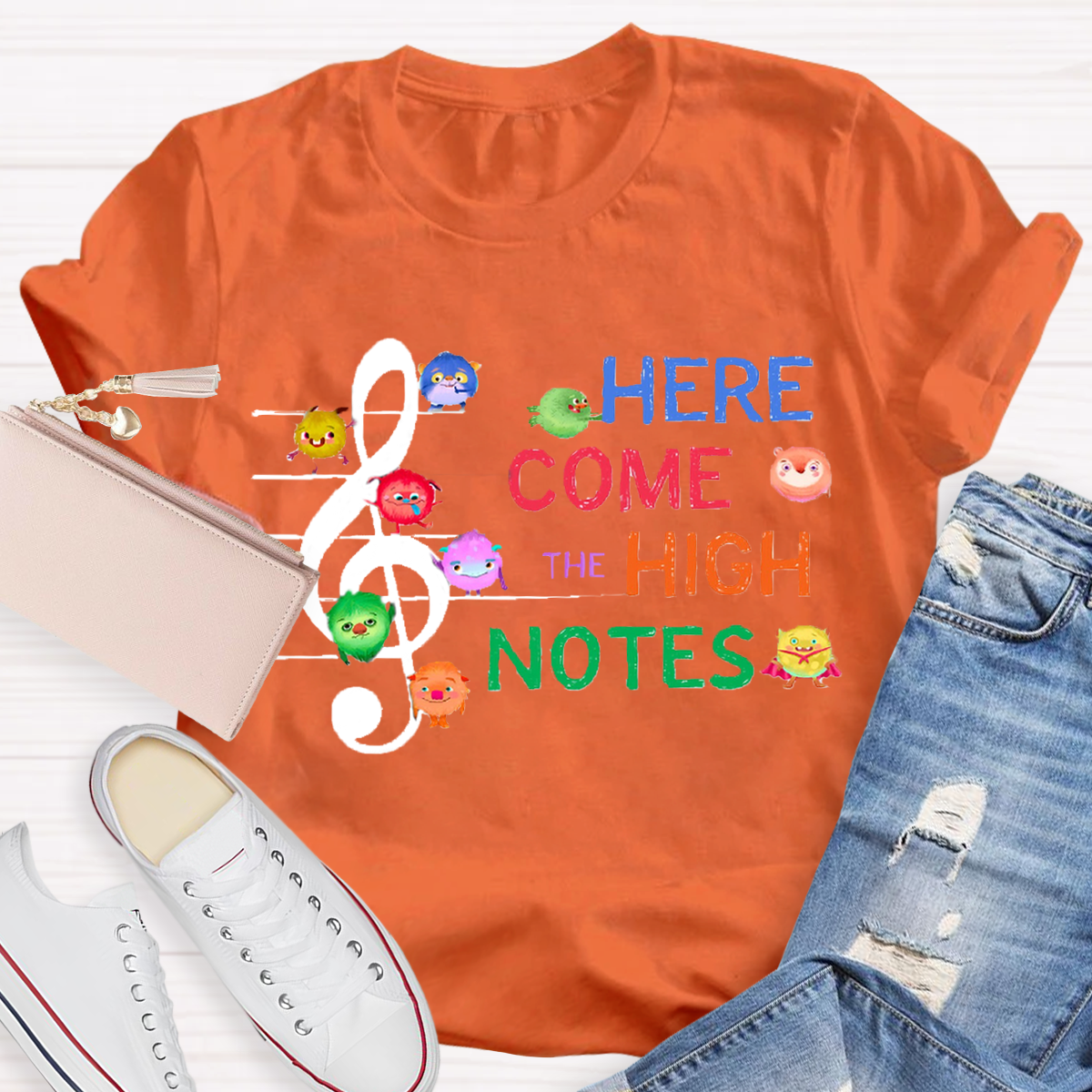 Here Come The High Notes Music Teacher T-Shirt