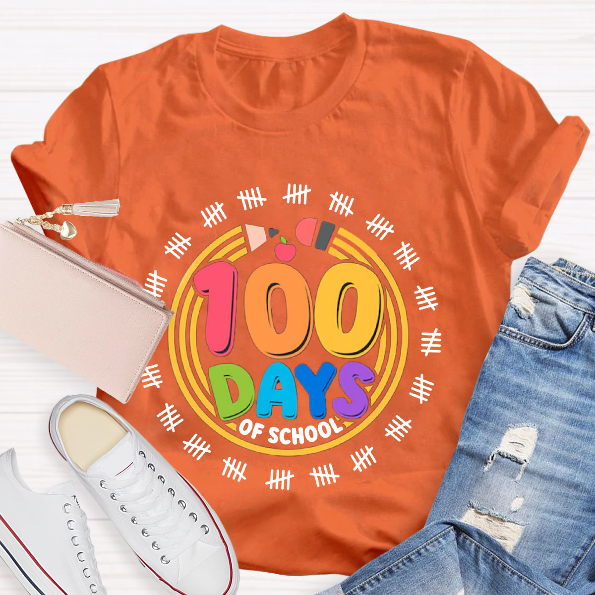 100 Days Of School Pencil Circle T-Shirt