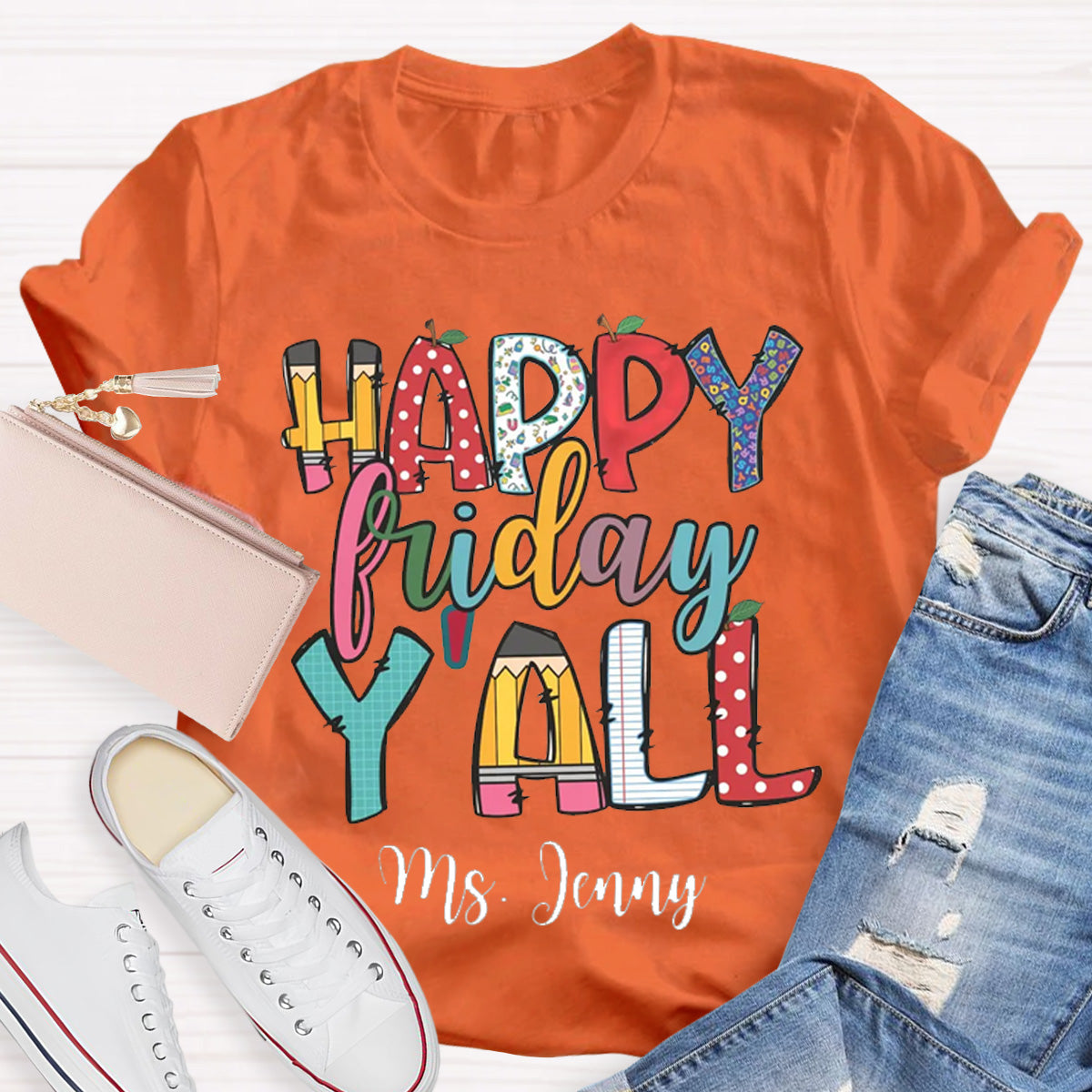 Personalized Name Happy Friday Y'all End Of Week T-Shirt