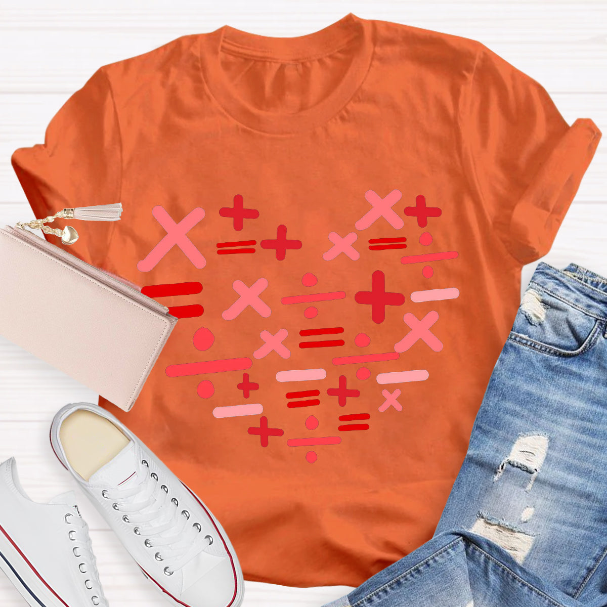 Add Subtract Multiply And Divide Heart Teacher T-Shirt