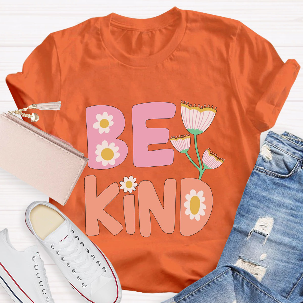 Be Kind Flower Teacher T-Shirt