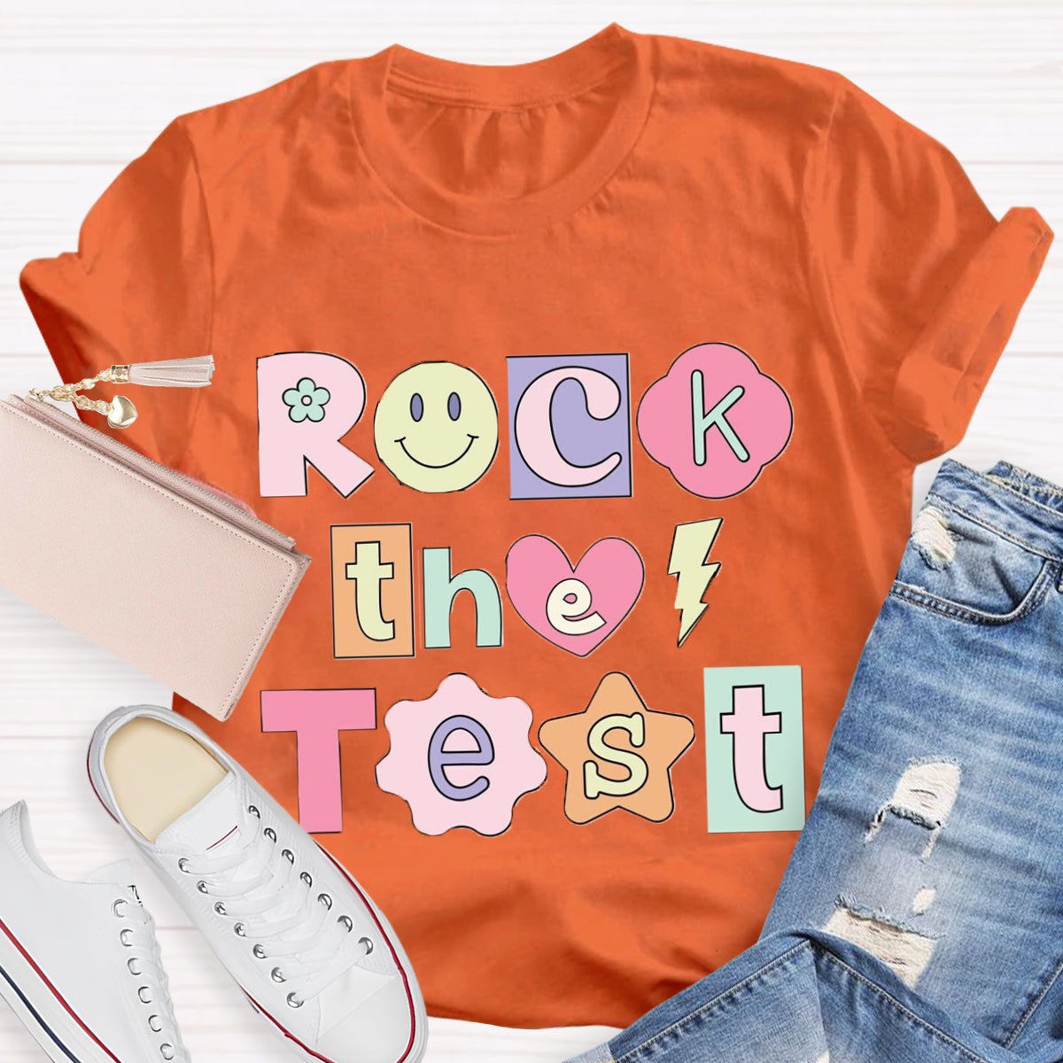 Rock the Test Testing Day Teacher T-Shirt