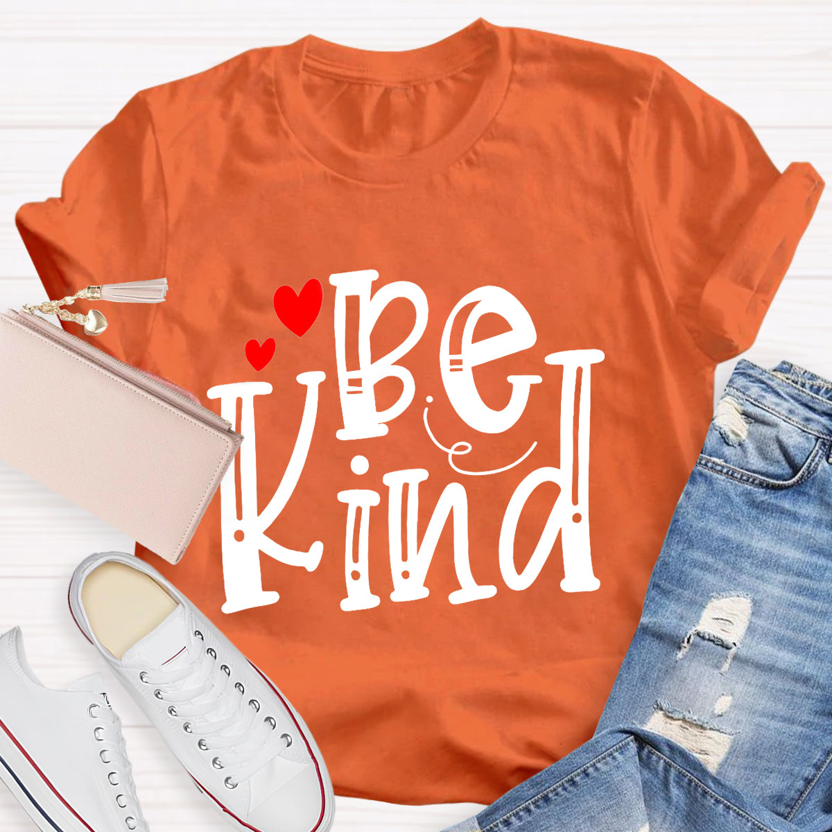 Be Kind Red Heart Teacher T-Shirt