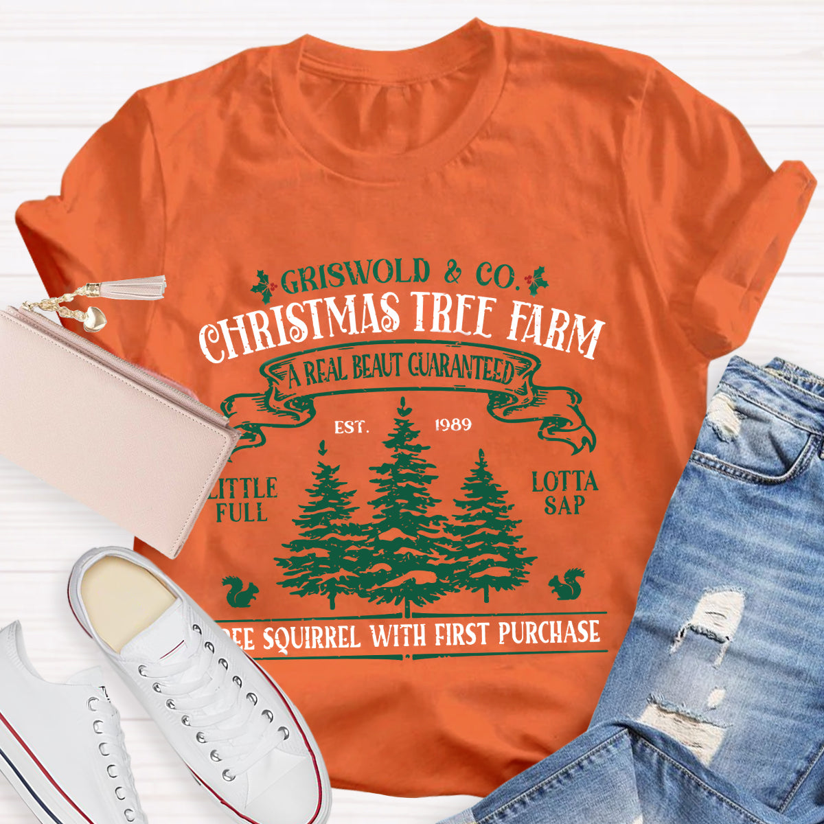 Christmas Tree Farm A Real Beauty Guaranteed Squirrel  T-Shirt