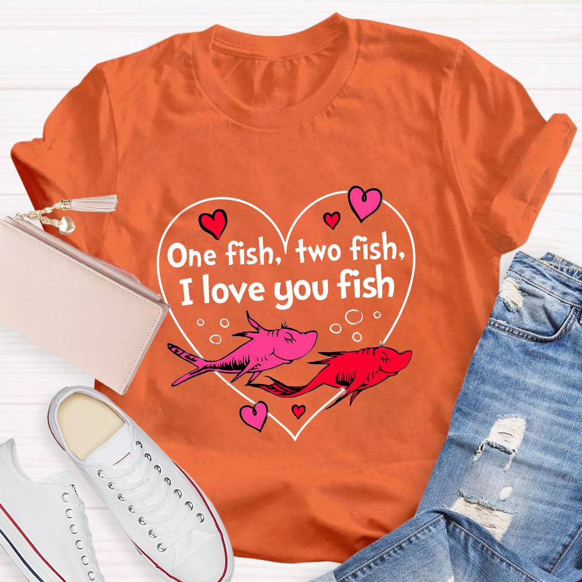 One Fish Two Fish I Love You Fish Teacher T-Shirt