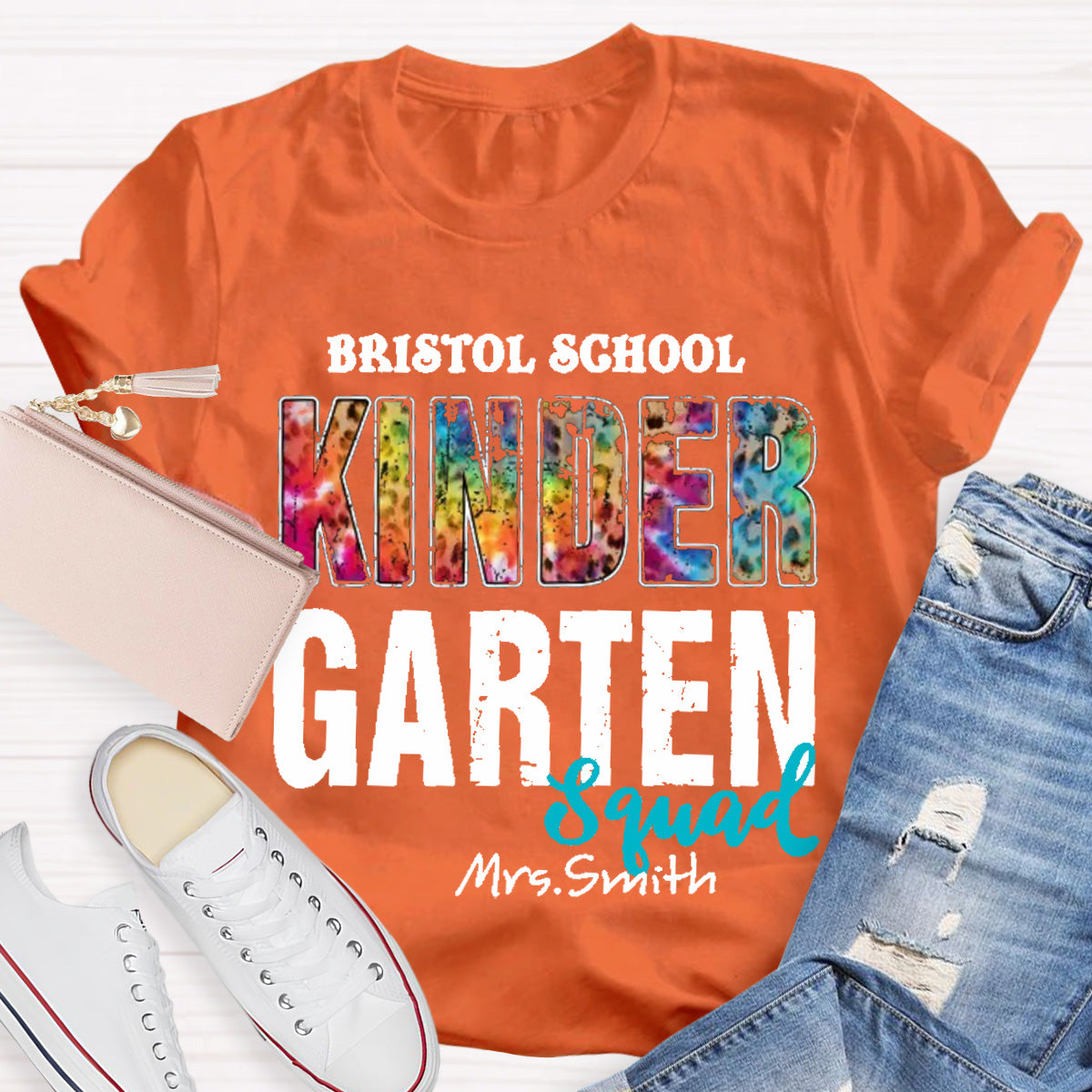 Personalized School Name Teacher Name And Grade Squad Colorful Leopard T-Shirt
