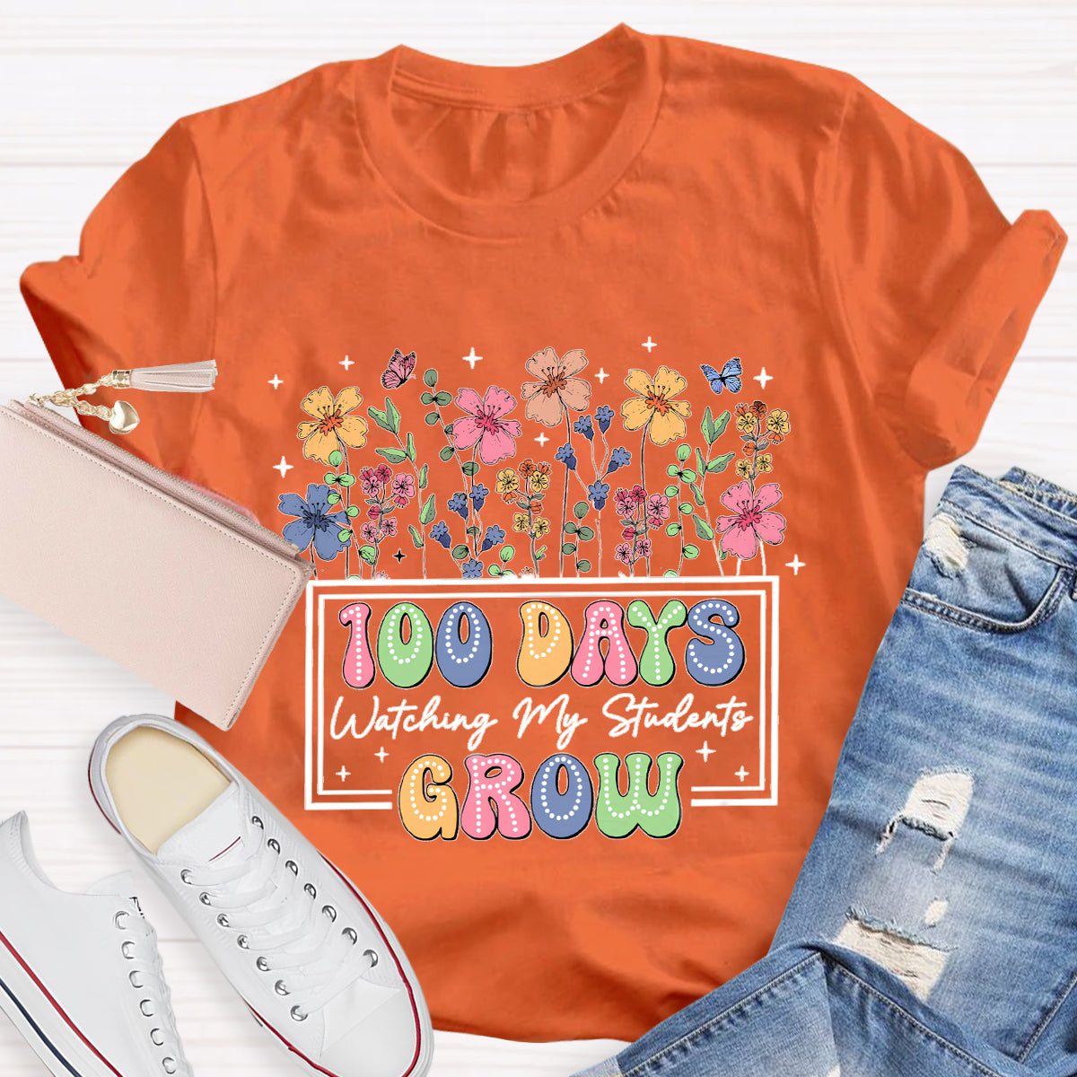 100 Days Watching My Students Grow Teacher T-Shirt