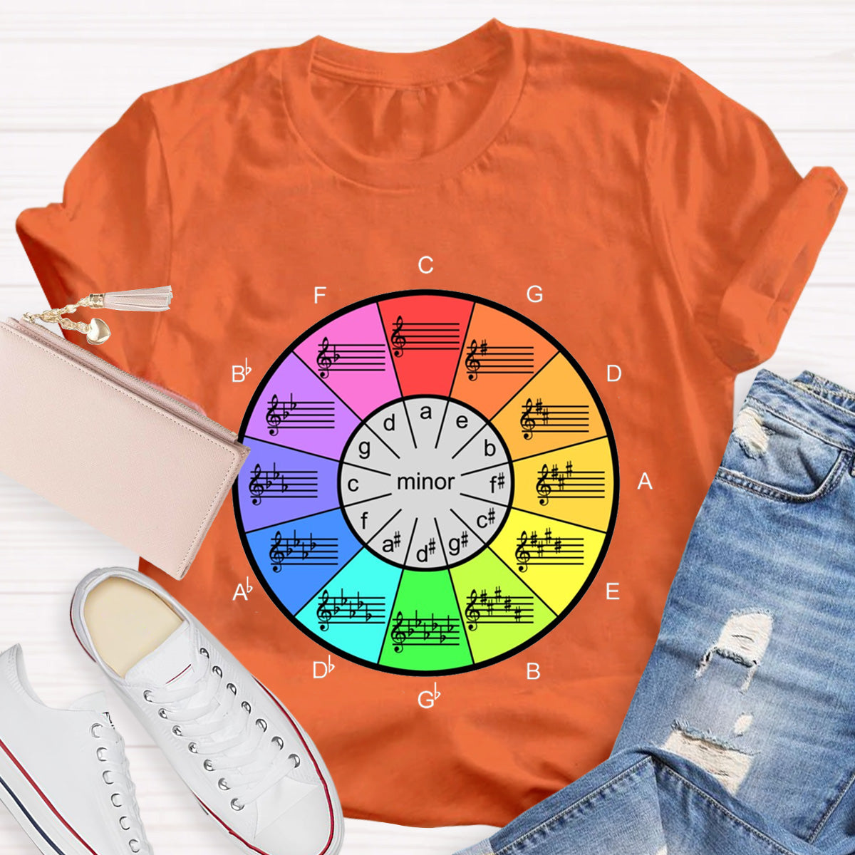 Circle Of Fifths Color Wheel For Music Artists Teacher T-Shirt