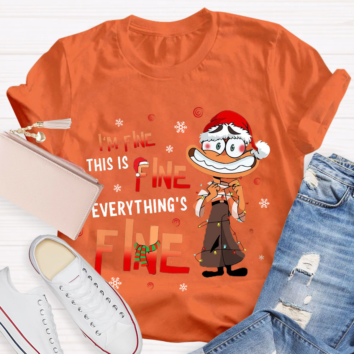 I'm Fine Everything Is Fine Christmas  Emotions T-Shirt